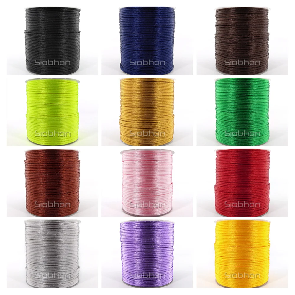 2mm Nylon Cords 100m/Roll Artificial Silk Rayon Beads Jewelry Accessories For Bracelet Necklace Making Apparel Handcrafts Thread