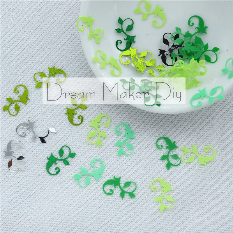 50g/lot Brilliant Spring Flower 5mm and Vine 9*14mm Flat Loose Sequins Paillette For Crafts Scrapbooking confetti decoration