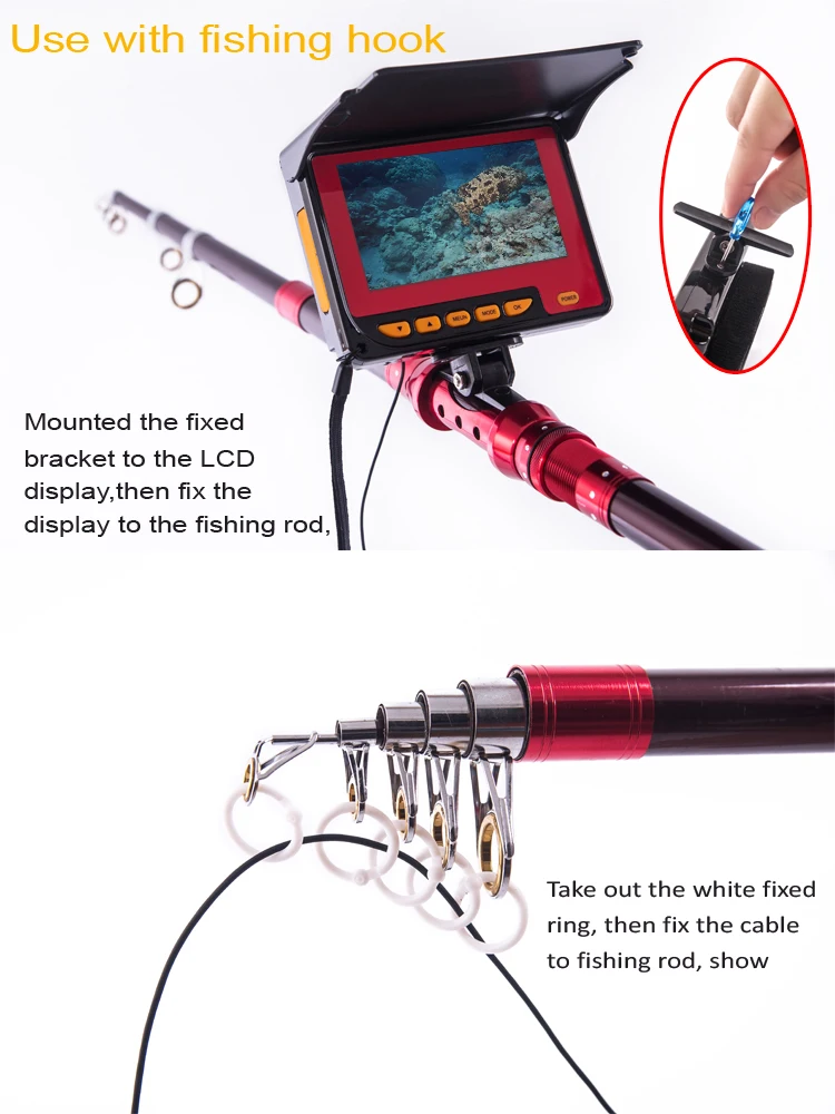 20M 4.3Inch TFT Underwater Fishing Camera System HD 1000TV Lines Underwater Camera