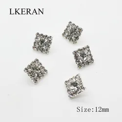 Charm 12mm 10 Pcs/lot Clear Crystal Square Rhinestone Button Flat back Decoration DIY Wedding Decoratio sewing Clothing buttons