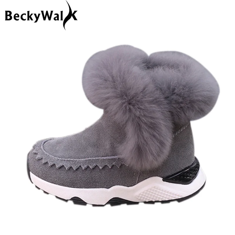 New Arrival Winter Baby Toddlers Shoes Children Boots Genuine Leather Snow Boots for Boys Girls Rabbit Fur Child\'s Shoes CSH519