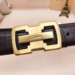 2024 new design belt high quality men genuine leather strap trousers first layer suit ciartuar brass small buckle free shipping