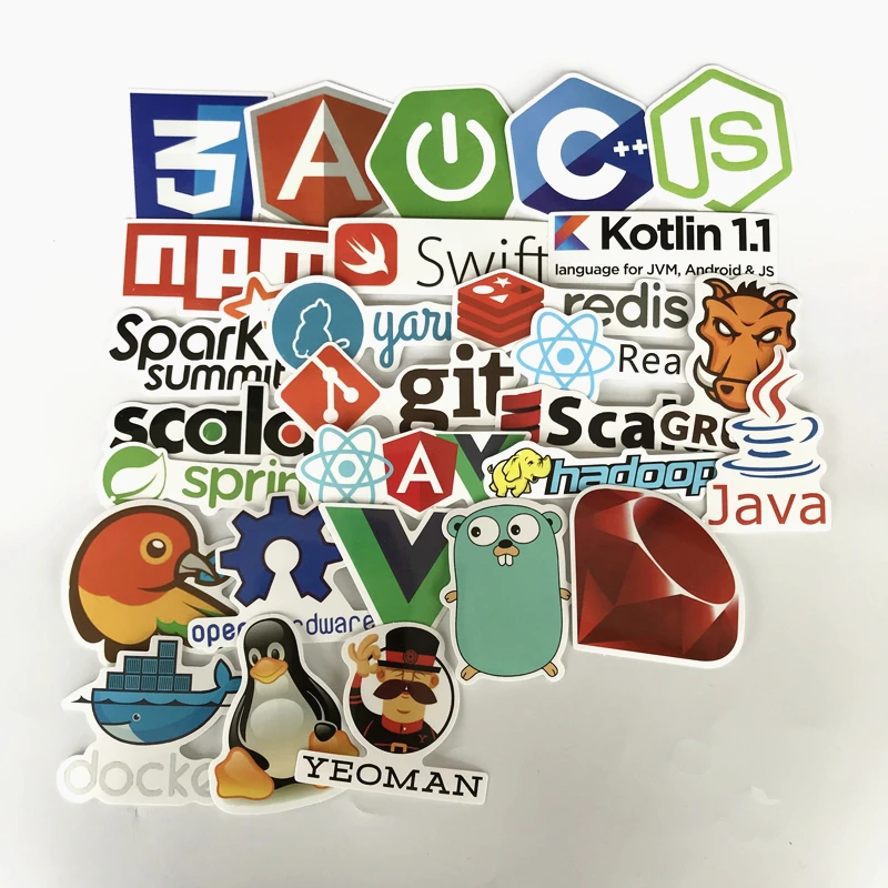 10/30/50Pcs Internet Java JS Php Html Cloud Docker Bitcoin Programming Language APP Logo  Car DIY Laptop Stickers