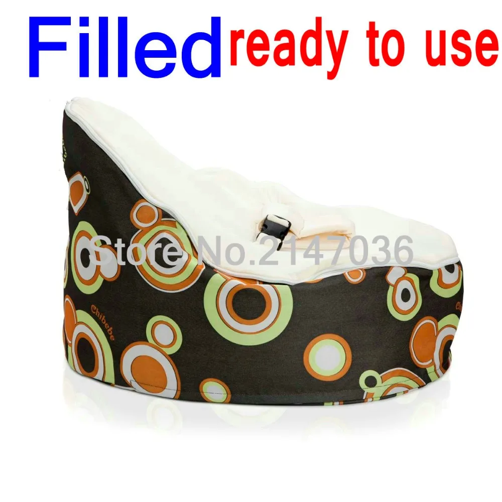 FILLED WITH BEANS INSIDE, beige color Retro bloop baby bean bag chair, can be used directly,kids sleeping nursey beanbag sofa