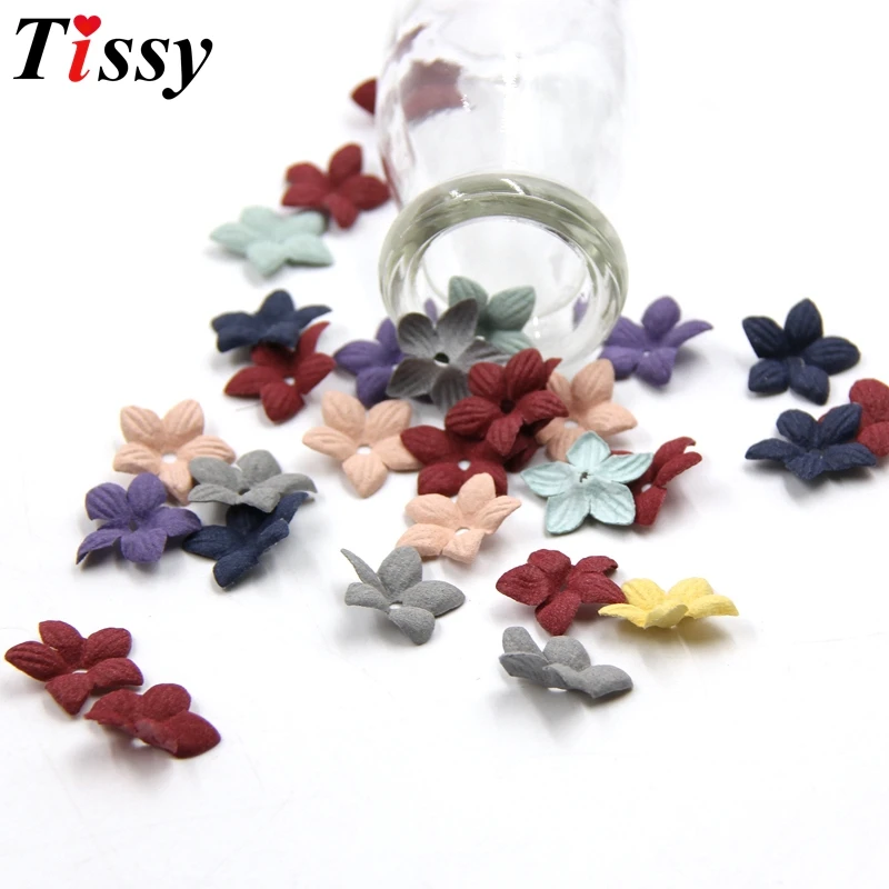 30PCS DIY Small Exquisite Leather Flowers Handmade Artificial Flower Head Wedding Decor Scrapbooking Craft Fake Flower Supplies
