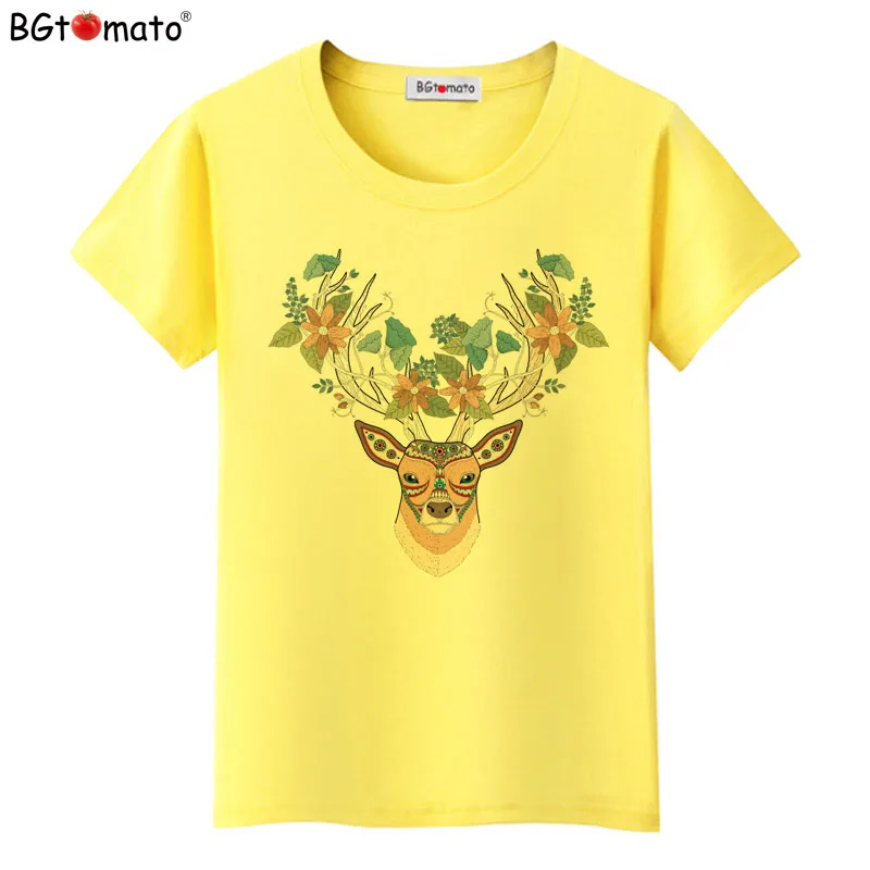 BGtomato Sika deer art T-shirts new style beautiful women shirts Summer cool tops women casual tees