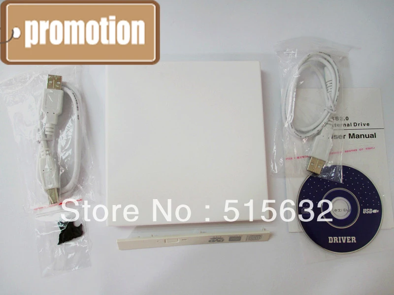 Laptop External USB 2.0 CD DVD ROM Portable Drive Enclosure IDE External Case White