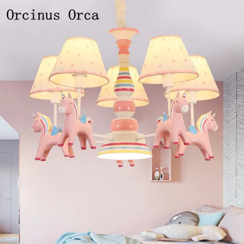 

Nordic Modern pink Chandelier Princess Room Girl's Bedroom Children's Room Lights American Cartoon Creative Animal Chandelier