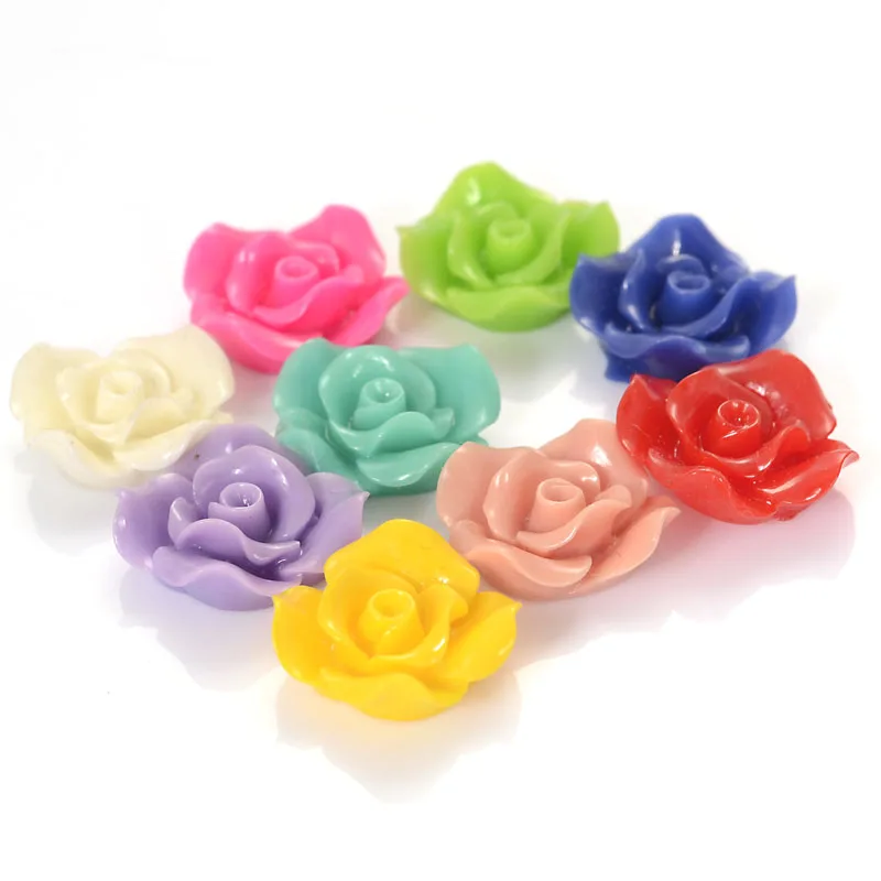 Miasol 20Pcs Resin Rose Flower Beads Decoration Crafts Flatback Cabochon Scrapbooking Fit Phone Embellishments Diy Accessories