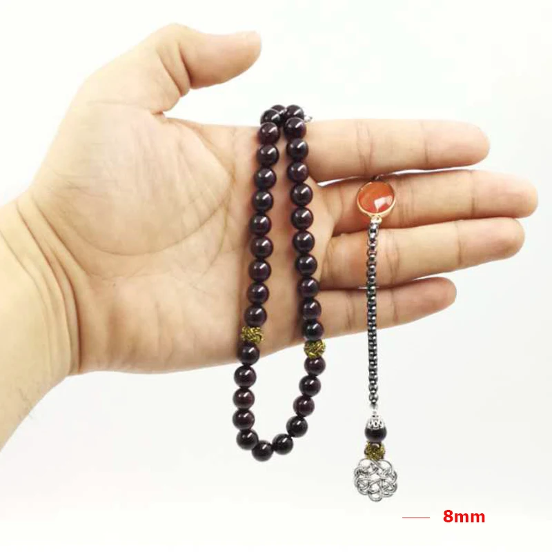 الطبيعي العقيق Tasbih مع الأحمر العقيق حجر أساور اكسسوارات Tarbons شرابة الإسلام misbaha جديد هدية للجميع