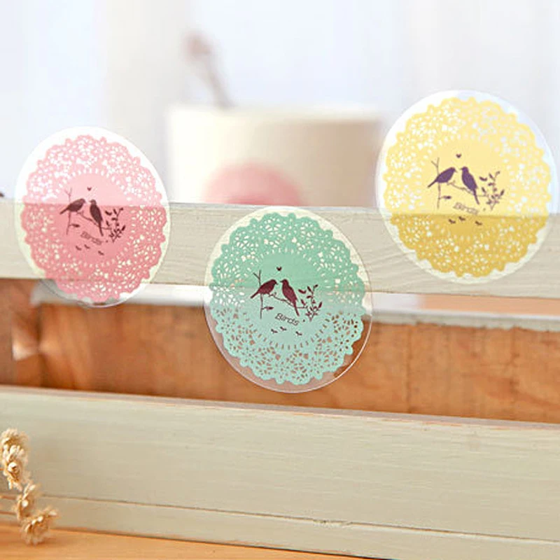 3pcs Kawaii Lace Various patterns stickers for Photo Album Glass bottle phone case decorative Art DIY Round Sealing sticker cute