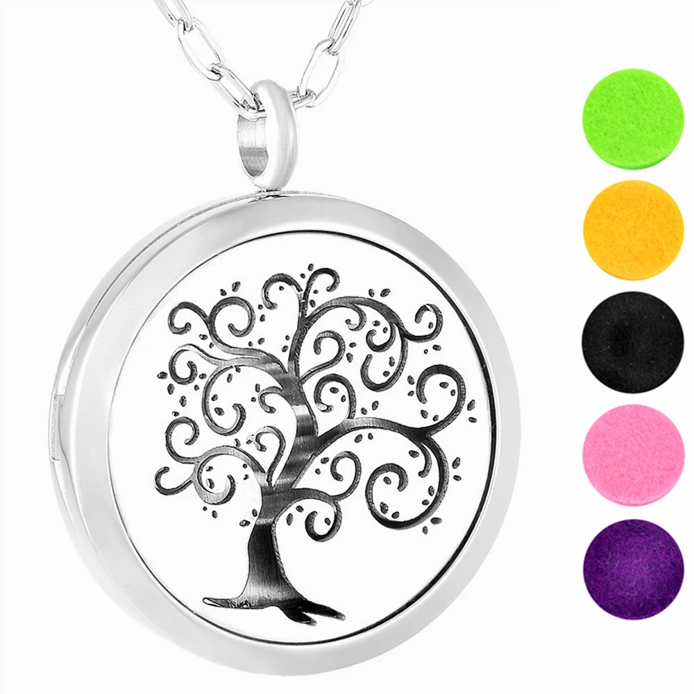 

IJP0178 Essential Oil Diffuser Necklace Tree Of Life 316L Stainless Steel Locket With Chain