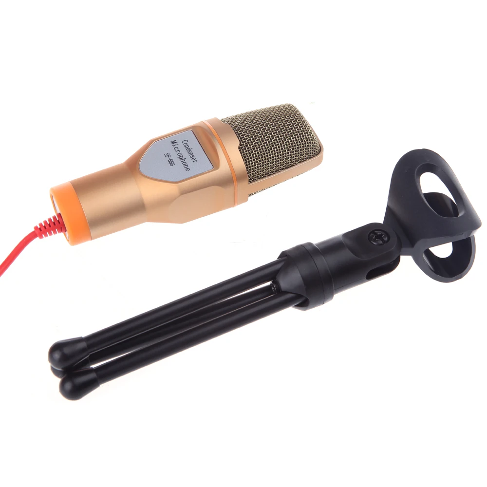 Tgeth 3.5Mm Audio Wired Stereo Condensator SF-666 Microfoon Met Houder Stand Clip Voor Pc Chatten Zingen Karaoke Laptop