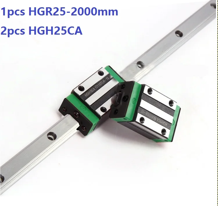 1pcs linear guide rail HGR25 2000mm + 2pcs HGH25CA linear narrow blocks for CNC router parts Made in China