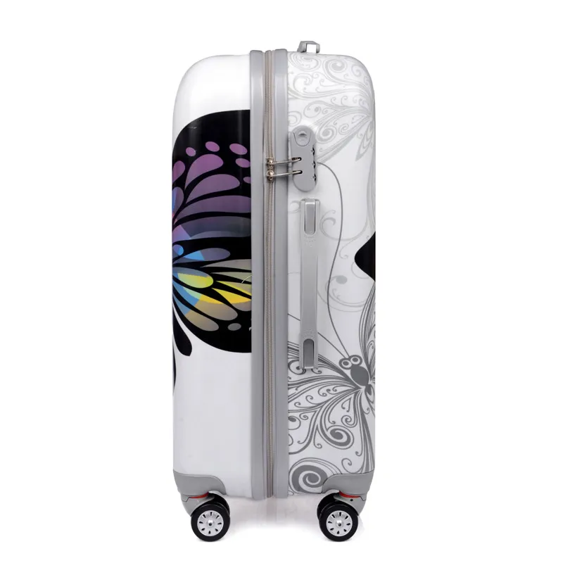 Baggage bags women and men Suitcase bag, butterfly ABS+PC trolley case, new style, travel luggage, lock, mute,20 24 12 inch