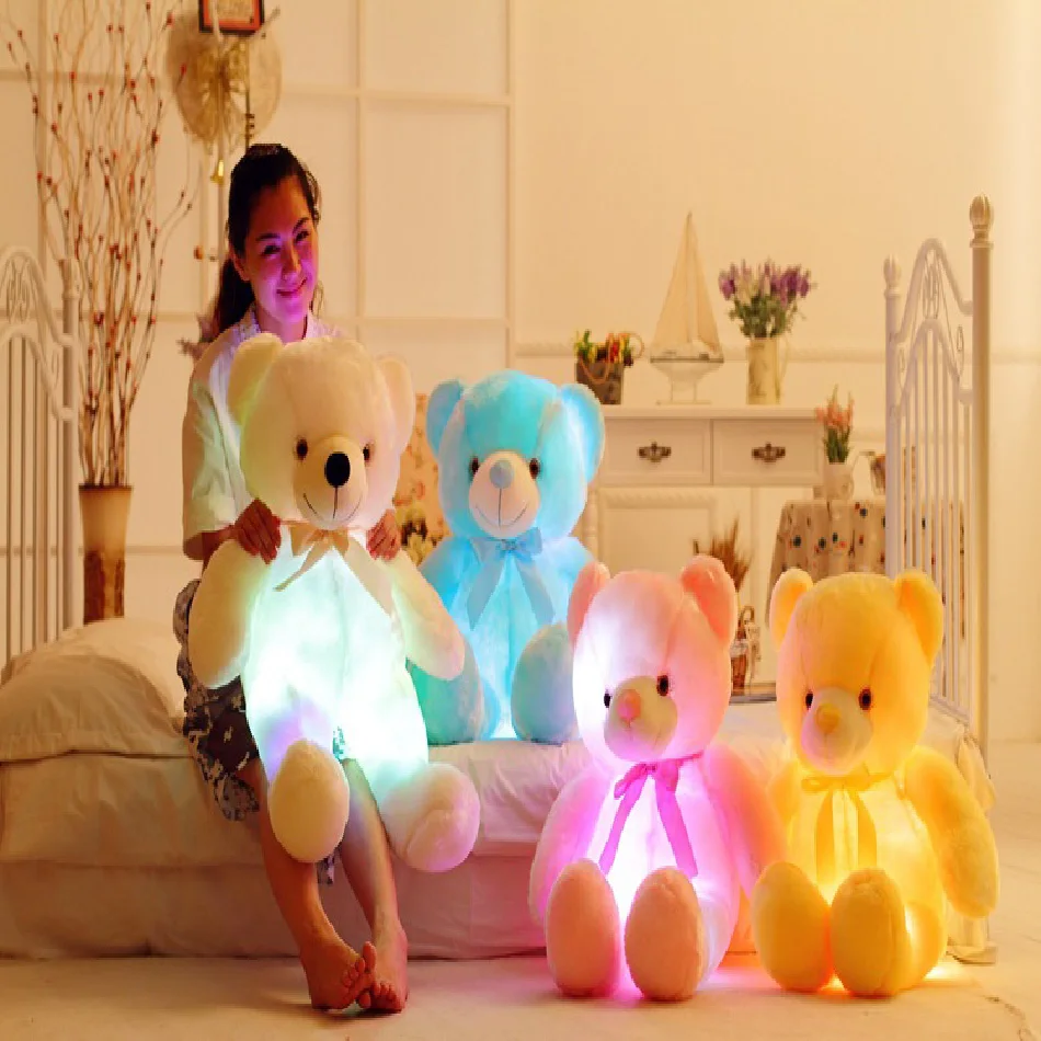 50cm Creative Light Up LED Teddy Bear Stuffed Animals Plush Toy Colorful Glowing Teddy Bear Christmas Gift for Kids