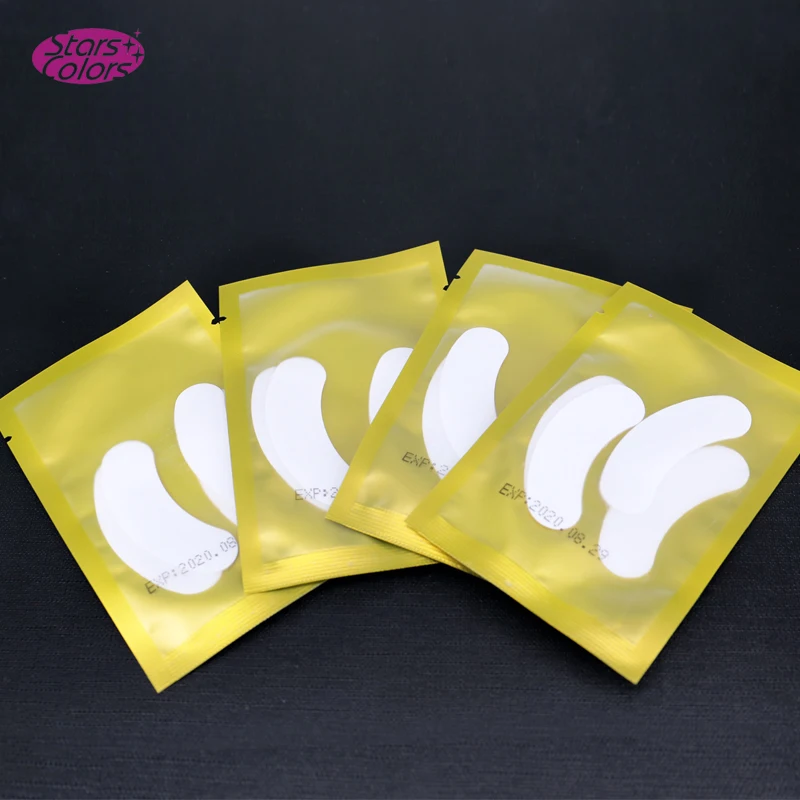 Hot sell 200 pairs/box Eye pads for eyelash extension Lint free eye gel patches gold bag Eye Sticker Make Up Tools