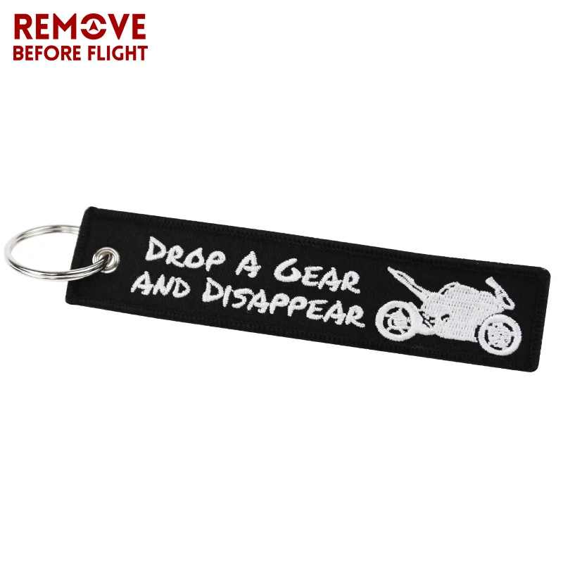 Fashion Car Key Chain Embroidery Drop A Gear And Disppear Key Ring for Motorcycle llaveros Keychain Key Fobs OEM ATV Car Keyring