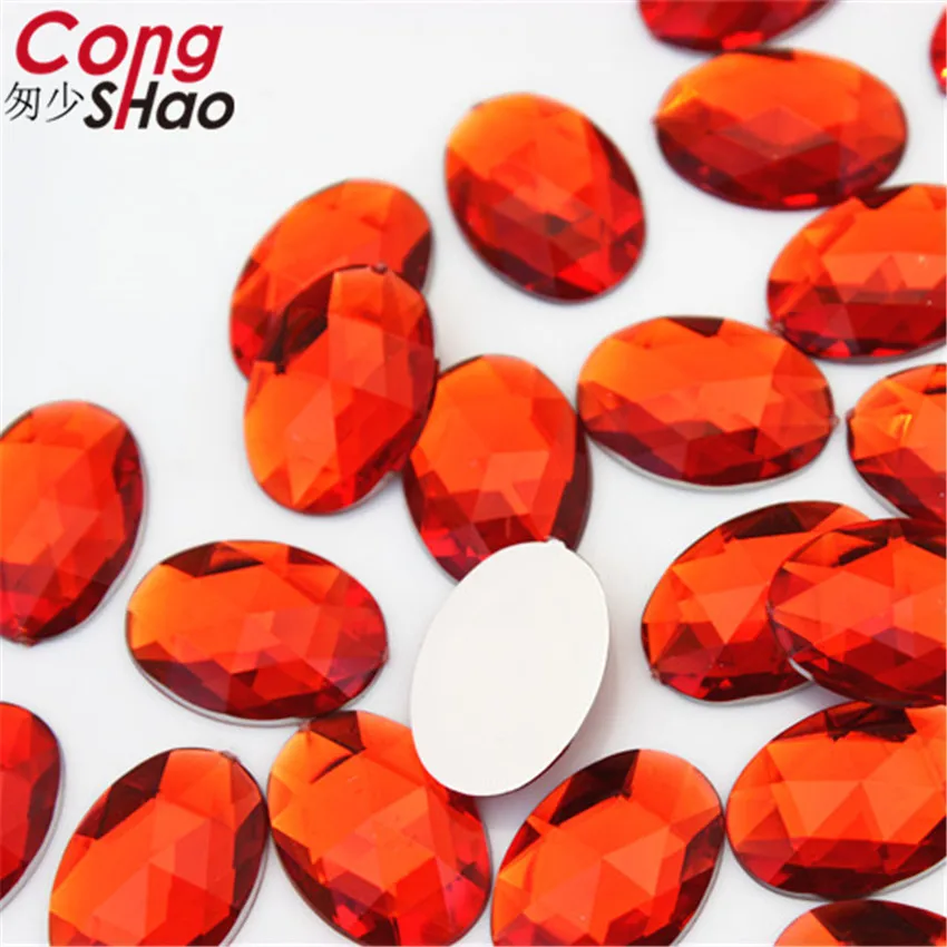 Cong Shao 100Pcs 13*18mm Oval Shape Crystal  Acrylic Rhinestone trim Flatback Stone for DIY Clothing Craft Accessories YB205