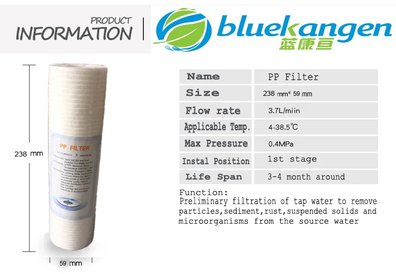 8-дюймовый картридж фильтра из полипропилена (5 микрон)/замена фильтра из полипропилена для многоступенчатых очистителей воды
