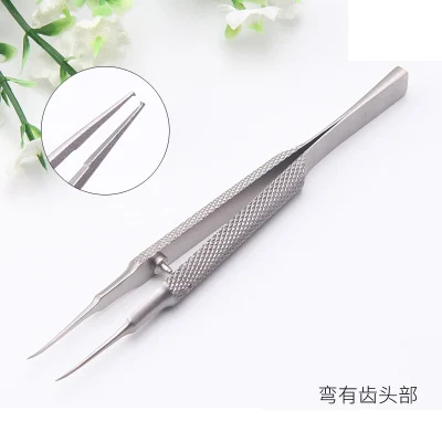 Eyelid Tools 11cm Stainless Steel Round Handle Micro Tweezers Eyelid Tweezers Tooth Platform Ophthalmic Instruments Makeup tools