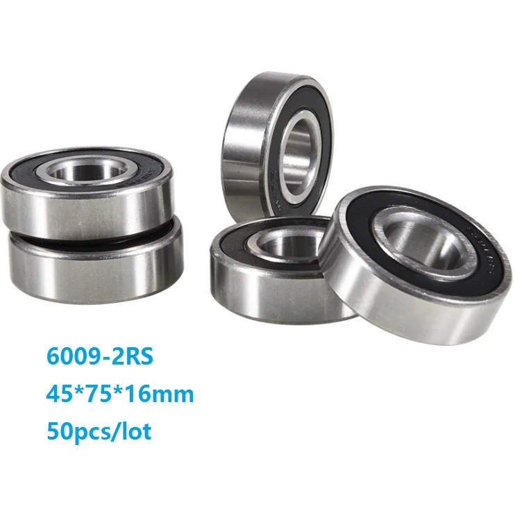 

50pcs/lot 45x75x16mm 6009RS 6009-2RS 6009 2RS ball bearings 45*75*16mm Deep Groove Ball bearing