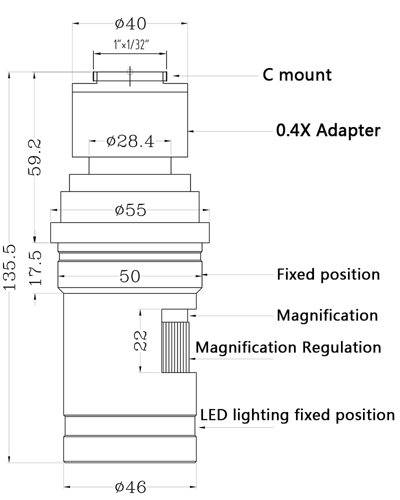 Einstellbares 180X 120X 300X 200X 130X Zoom C-Mount-Objektiv 0,7X~4,5X Vergrößerung 25mm für HDMI USB Industrie-Videomikroskopkamera – Detail 15