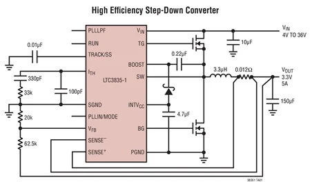 LTC3835 LTC3835EGN-1 LTC3835IGN-1 - คอนโทรลเลอร์สเต็ปดาวน์แบบซิงโครนัส IQ ต่ํา
