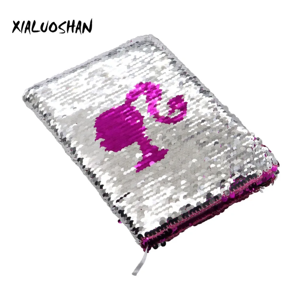 1 Pc Little Girl Modeling New Brand Double-sided Sequins Notebook Creative Sparkling Notebook Student Supplies Writing Tools