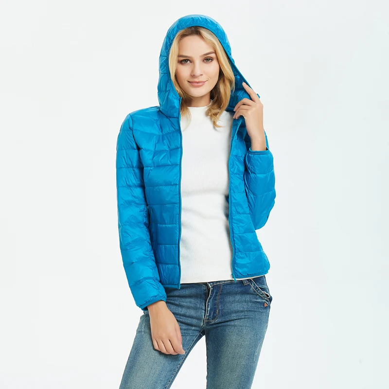 2019 New Ultra light duck down jackets women Hooded winter coat Long Sleeve Warm Slim 5XL plus size jacket lady Clothing