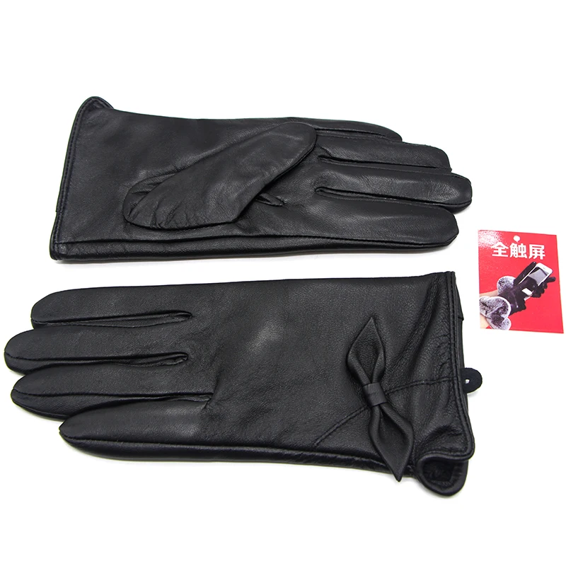 Guantes de piel de oveja auténtica para mujer, manoplas cálidas de invierno, de alta calidad, a la moda, CP-04