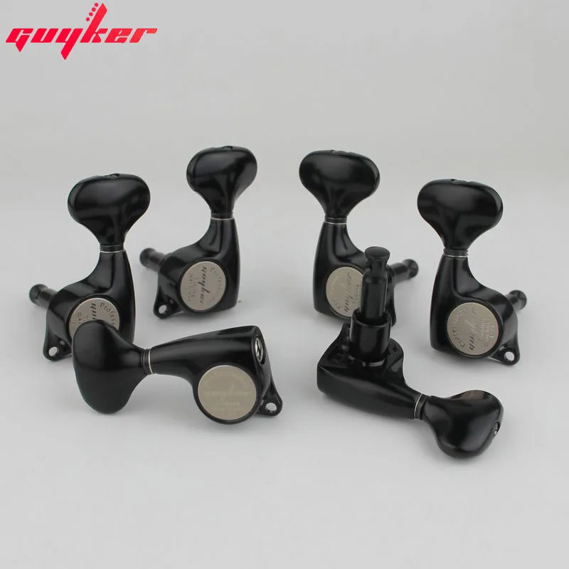 Guyker 3R3L Guitar Machine Heads 1:21 Sealed Tuning Key Pegs Tuners Set Replacement for ST TL SG Style Electric Guitars Black