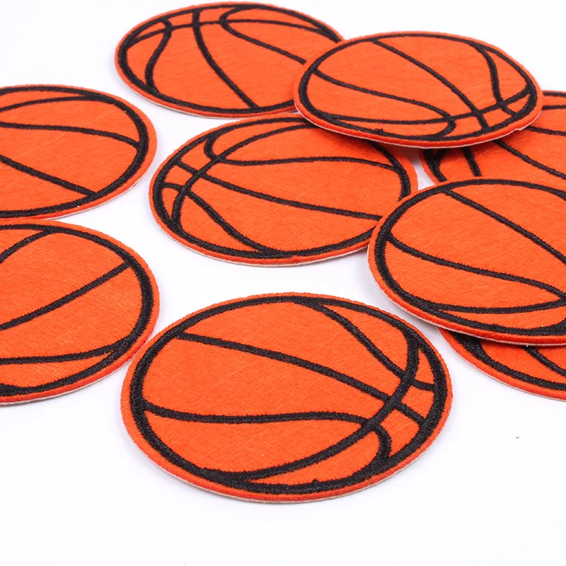 10pcs/lot Embroidered Basketball Patch Iron On Sew On Sports Ball appliques Diy Clothing Stickers iron Jeans garment Badge