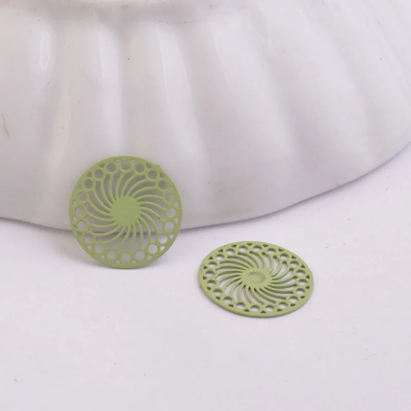100 Stück AC1339 14mm Runder Verbinder Silberbeschichtet Kaleidoskop-Charm Halskette Ohrring Kleiner Runder Anhänger – Detail 9
