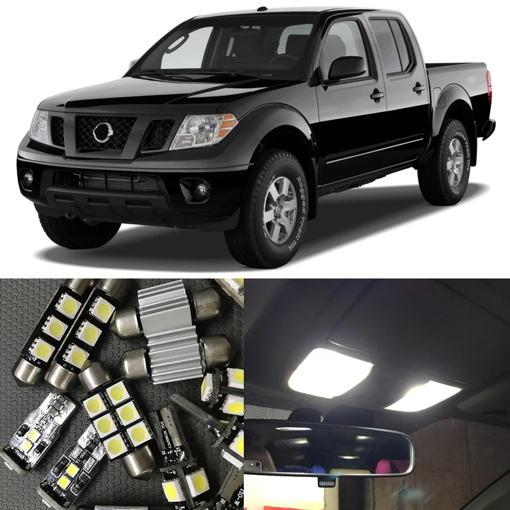 

10pcs White LED Light Bulbs Interior Package Kit For 2005 2006 2007-2009 Nissan Frontier Map Dome Trunk License Plate light Lamp