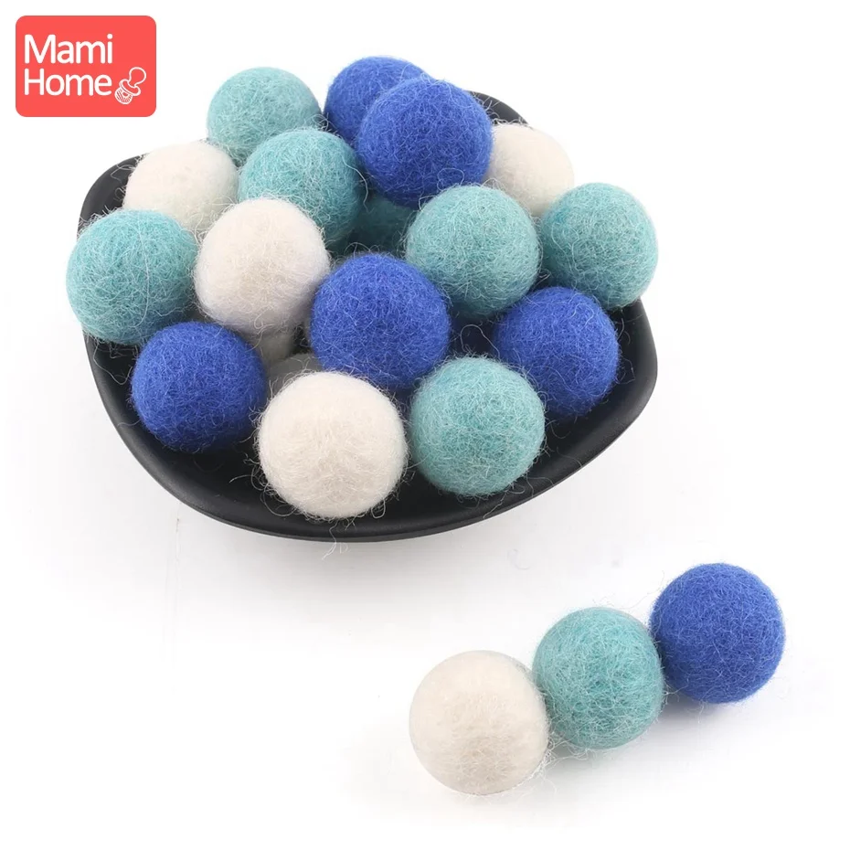 10pc 2cm Chew Toys Wool Balls Decor Baby Room Felt Wool Beads DIY Bracelet Accessories Handmade Baby Nurse Gifts Christmas Gift