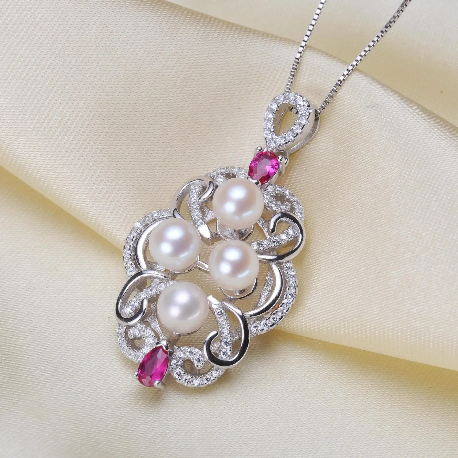 

Luxury Multi Pearl Beads Pendant Accessory S925 Sterling Silver Pearl Pendant Holder Women DIY Pendant Findings 2Pcs