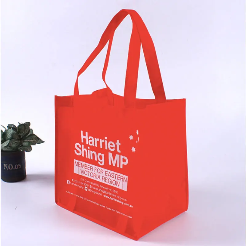 

100PCS/Lot 35*30*18cm Custom Eco Shopping Bag Fabric Grocery Recyclable Hight Design Tote Handbag with Pocket Snap Wholesale