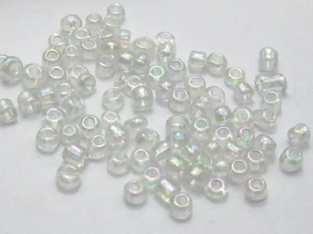 5000 Glass Seed Beads 2mm Transparent Luster AB White + Storage Box