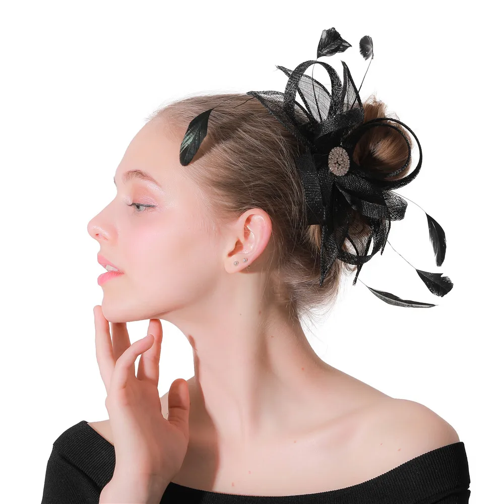 Black Sinamay Wedding Bride Headwear Hair Pin For Elegant Ladies Holiday Fascinators Hair Accessories Fashion New Headdress