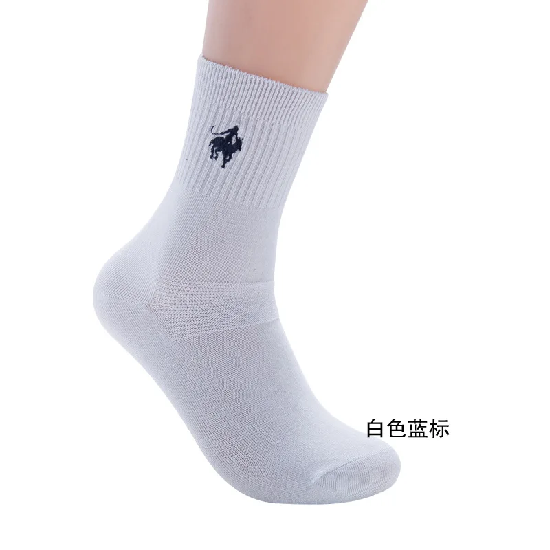 PIER POLO socks 5 Pairs/lot  Autumn winter men\'s cotton socks double needle embroidery Meias Harajuku Happy Men\'s Business Socks