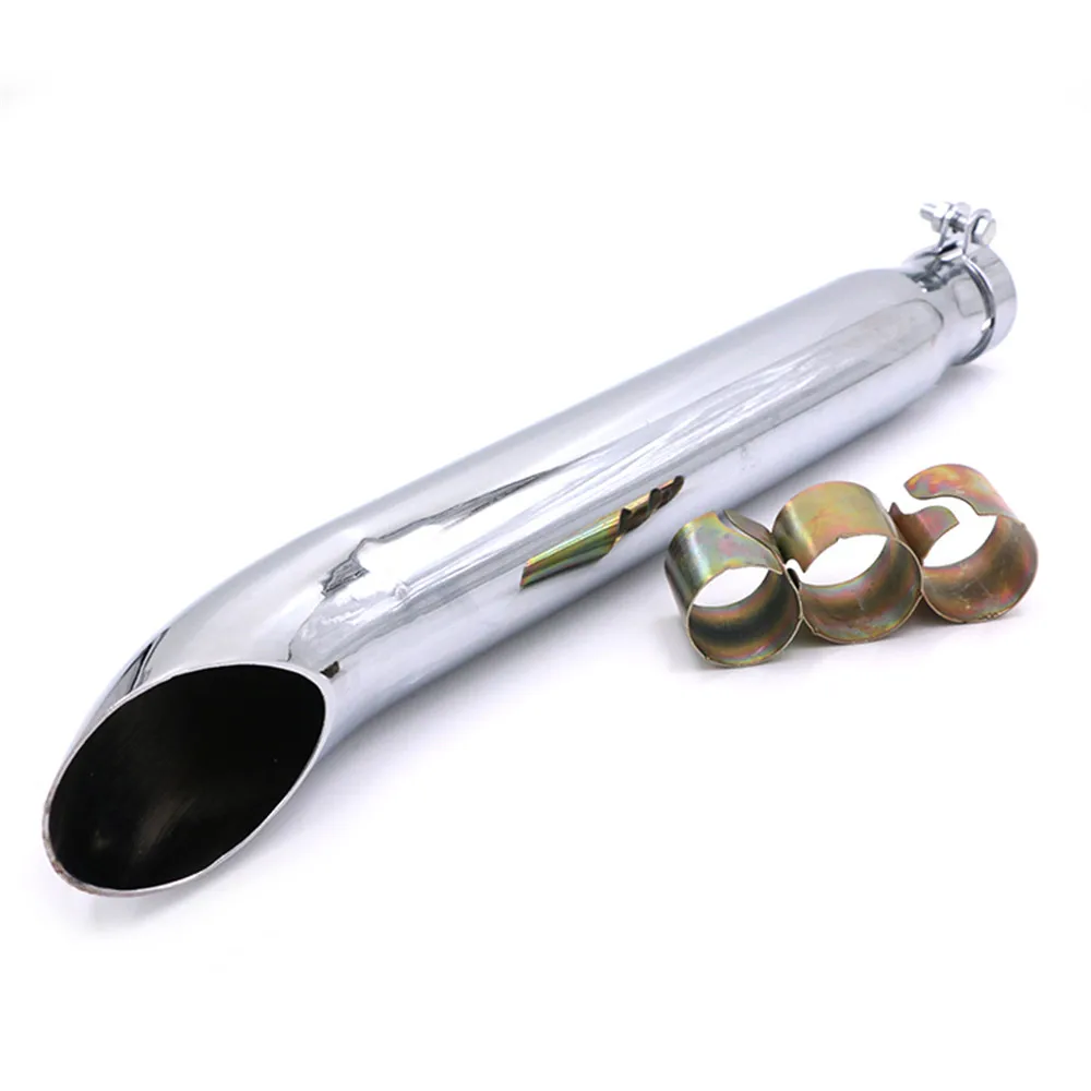 Chrome Turn Out Motorcycles Galvanized Iron Exhaust Muffler Pipe Slash Cut for Bobber Chopper Cafe Racer Scrambler