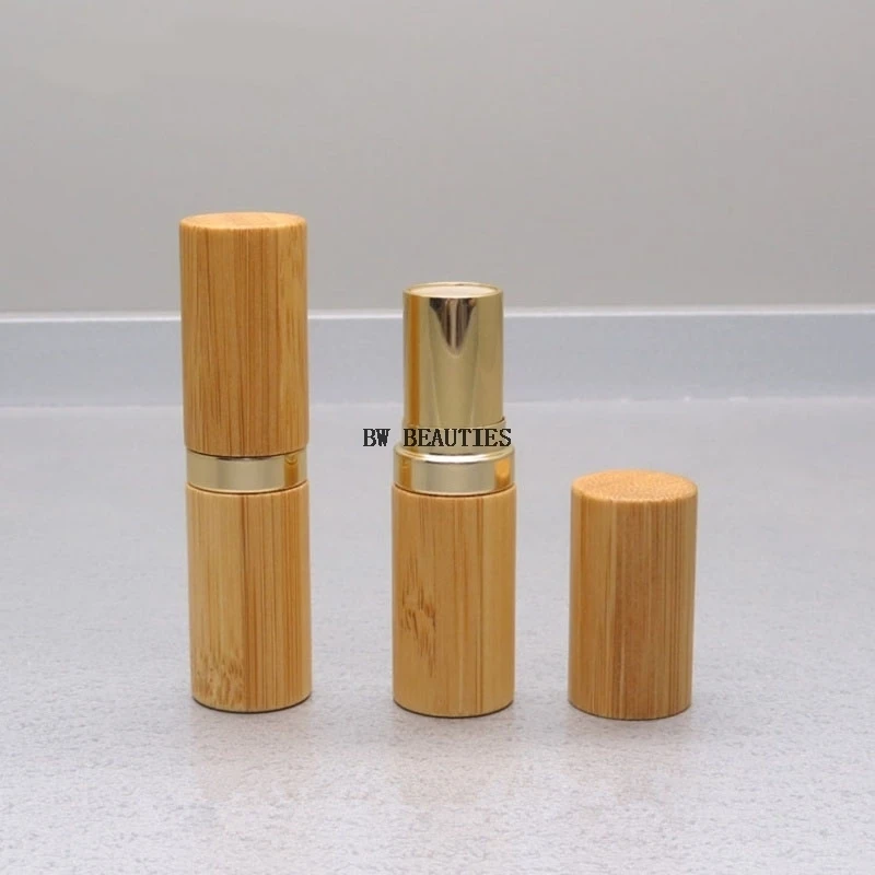 500Pcs/Lot 12.1mm Classical Bamboo Gold Lipstick Tube DIY Empty Lip Balm Cosmetic Subpackag Container Natural