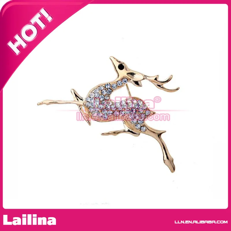 

Elegant White Crystal Jumping Deer Animal Brooch Pin For Pashmina Scar Clip