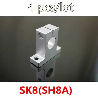 4 pcs/lot SK8 8mm Linear Rail Axis Support Shaft Support Rounter SH8A Aluminum