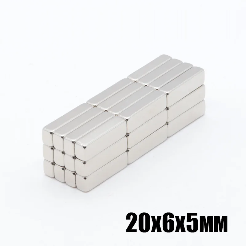 

100pcs 20x6x5 mm N35 Strong Square NdFeB Rare Earth Magnet 20*6*5 mm Neodymium Magnets 20mm x 6mm x 5mm