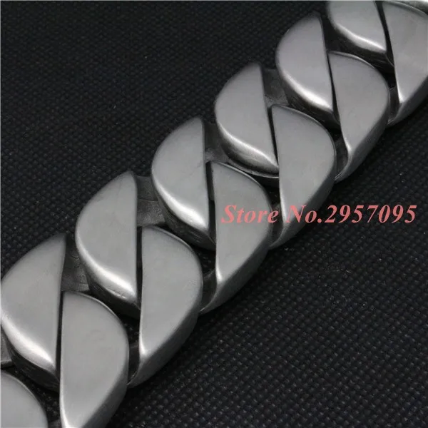 31mm Heavy Thick Fashion Mens Chain Matte Finish Curb Silver Color 316L Stainless Steel Bracelet Best Christmas gift