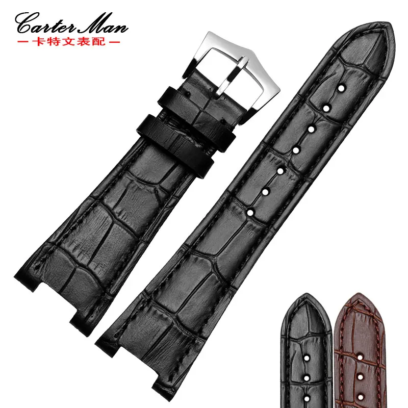 

New 25*12mm High quality cowhide Watchband Black Brown special for nautilus 5711|5712 Men Watch Bracelet