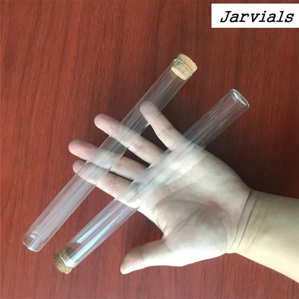 22*220mm 62ml Empty Glass Transparent Flat Base Bottles With Cork Stopper Long Glass Bottles Vials Stand Test Tube Jars 24pcs