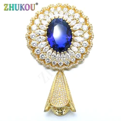 35*57mm High Quality Brass Cubic Zirconia Tassel Caps Pendant Connector Diy Jewlery Findings, Mixed Color, Model:VM23